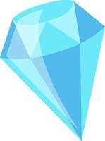 The illustration showcases a striking blue diamond with geometric facets that create reflections and light plays emphasizing its brilliance and beauty in a minimalist setting vector
