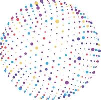Colorful dots on white background form abstract sphere. Vibrant design creates festive atmosphere, perfect for celebrations. Simple pattern adds fun to any project. illustration vector