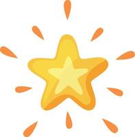 This vibrant yellow star features a central light yellow shape surrounded by orange rays that add a playful touch set against a clean white backdrop vector