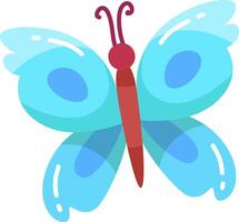 This beautiful blue butterfly features striking red antennae and delicate wings resting gently on a green leaf as sunlight filters through the garden vector