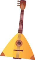 A traditional balalaika characterized by its distinctive triangular body and long neck stands prominently with its bright yellow hue highlighting the intricate detailing of the instrument vector