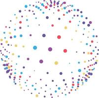Colorful dots of various sizes are forming a sphere shape on a white background. illustration vector