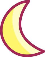A vibrant crescent moon design features soft yellow tones bordered by a rich maroon outline creating a playful yet striking visual ideal for various projects vector