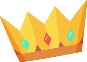 This vibrant crown features bright yellow elements complemented by colorful gems. It symbolizes joy and festivity ideal for celebrations and special occasions vector