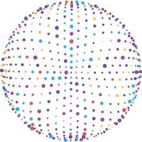 Colorful dots of varying sizes are forming an abstract sphere on a white background. illustration vector
