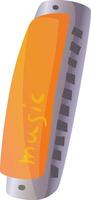 A brightly colored harmonica lies on a flat surface its orange cover gleaming under the light symbolizing the fun and creativity of playing music vector