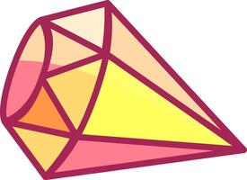 A bright colorful geometric shape mimicking a crystal sits against a white background featuring a combination of yellow and pink shades that catch the eye vector