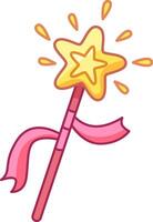 This vibrant magic wand features a star at its tip and a flowing pink ribbon perfect for sparking imagination in children and inspiring magical adventures vector