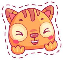 A joyful cartoon cat character with large round eyes and a cheerful smile features a bright orange color and simple bubbly design elements that convey playfulness vector