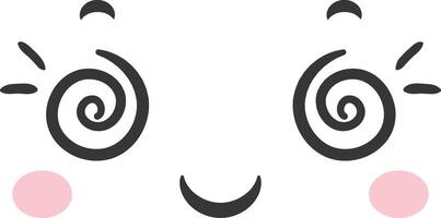 A charming cartoon face features large spiral eyes and pink cheeks radiating a fun and playful vibe. The design is minimalistic and cheerful perfect for light hearted themes vector