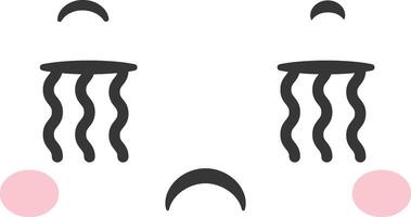 The illustration features a simplistic cartoon face with downturned eyes and wavy lines representing tears conveying a strong feeling of sadness and emotional distress vector