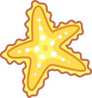 A bright yellow starfish is nestled on the sandy ocean floor during low tide its unique texture and vibrant color visible in the sunlight highlighting marine beauty vector