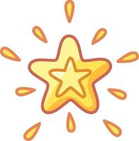 A vibrant yellow star with a smaller star in the center radiates beams of light creating a lively and cheerful graphic design suitable for various creative projects vector
