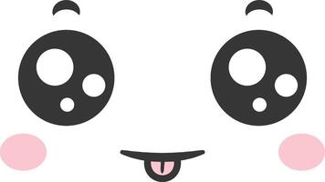 This delightful cartoon face features oversized eyes brimming with joy and a playful tongue. The simple design radiates happiness and evokes a sense of fun perfect for uplifting any mood vector