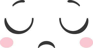 This illustration features a minimalistic sad face with closed eyes and pink cheeks set against a plain white backdrop conveying a feeling of disappointment and cuteness vector