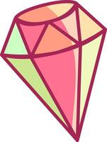 A vibrant diamond shape featuring a mix of peach and mint colors designed with geometric facets. This unique design can enhance various artistic projects vector