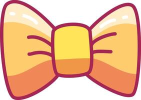 A vibrant cartoon style bow tie showcases a yellow center with orange gradient ends. This fun accessory is perfect for festive events or playful outfits vector