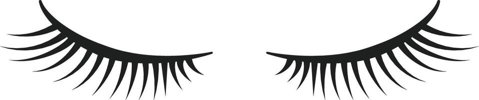 This artwork features a pair of elegantly styled black eyelashes perfect for enhancing beauty related content. The design is minimalist and striking vector