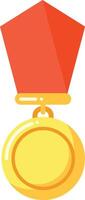 A golden medal with a red ribbon symbolizing achievement and success in various competitions vector