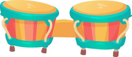 A playful pair of hand drums featuring bright colors and intricate patterns sits prominently. The drums invite engagement and evoke a joyful musical atmosphere vector