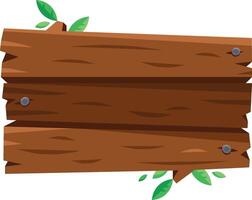 Wooden signpost with greenery in a natural setting, perfect for outdoor signage or decorative use in summer vector