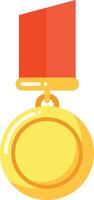 Golden medal with red ribbon symbolizing achievement and success in competitions vector