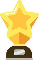 A golden star trophy symbolizing achievement and recognition prominently displayed on a simple base vector