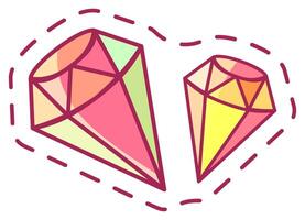 Two vibrant gemstones are illustrated in a heart shape displaying their colorful facets and artistic style symbolizing beauty and elegance vector