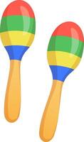 Two vibrant wooden maracas with striped colors of red yellow and blue are placed side by side ideal for adding rhythm to a lively musical event or party vector