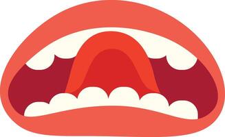 A vibrant illustration of an open mouth showcasing teeth and a tongue, representing sound and communication in a creative way vector