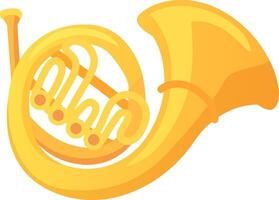 A colorful representation of a French horn is displayed showcasing its unique curves and shiny surface emphasizing its musical design vector