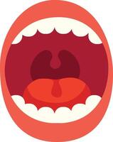 Open mouth illustration with visible tongue and teeth in a vibrant color, emphasizing expression and communication graphics vector