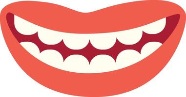 Cheerful cartoon smile with sharp teeth against a plain background conveying joy and positivity in a playful design vector