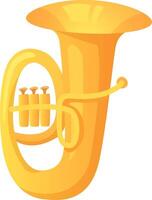 The bright yellow tuba stands out with its unique curves and three valves reflecting light and presenting an inviting appearance for music enthusiasts vector