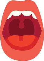 Open mouth illustration showing the inner throat and tongue, highlighting the structure and function of human anatomy vector