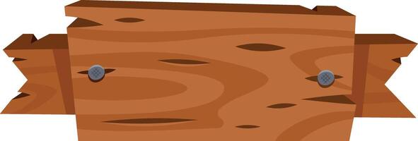 A wooden sign with a rough finish and visible nails, suitable for outdoor settings or rustic locations vector
