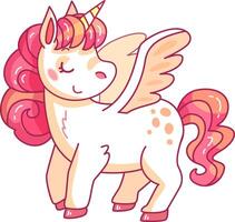 The charming unicorn stands proudly with its wings outstretched showcasing its playful spirit and colorful mane against a joyful backdrop vector