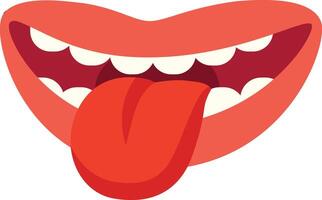 Bright red mouth with a tongue sticking out in a playful expression, conveying fun and spontaneity against a simple background vector
