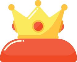 A colorful crown resting on a plush red cushion, showcasing its royal design and vivid details in a vibrant context vector