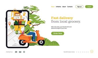 Food delivery concept. Fast food service, pizza parcel and sushi package delivery, online order with navigation map and direction. illustration vector
