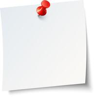 A blank note pinned to a corkboard with a red pushpin, suitable for reminders or important messages in an office setting vector