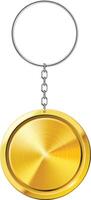 Shiny golden badge hangs from a chain, with a blank space for text or design. It exudes success and luxury, perfect for winners. Bright 3d illustration on white background adds sophistication vector