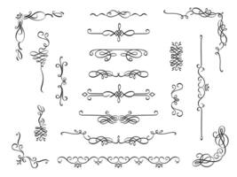 Ornamental calligraphy elements. Elegant vintage flourish swashes and frames for wedding invitation card and greeting cards. isolated set vector
