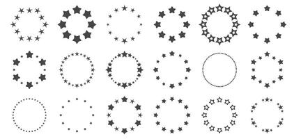 Stars round frame. Abstract round frame with shining star symbols, vintage national award and rating badge, decorative banner element. isolated set vector