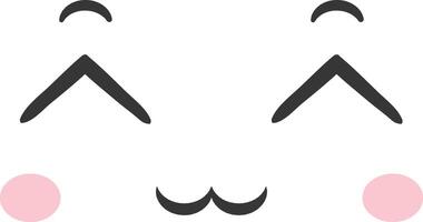 A charming cartoon rabbit face showcases closed eyes a joyful smile and rosy cheeks perfect for childrens illustrations greeting cards or playful designs vector