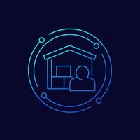 Warehouseman or warehouse manager icon, linear design vector