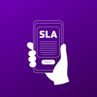 SLA icon with a phone, service level agreement in mobile app vector