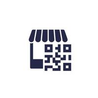 Shop with QR code icon on white vector