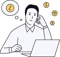 Man thinking about money vector