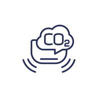 co2 sensor line icon, carbon dioxide alarm vector